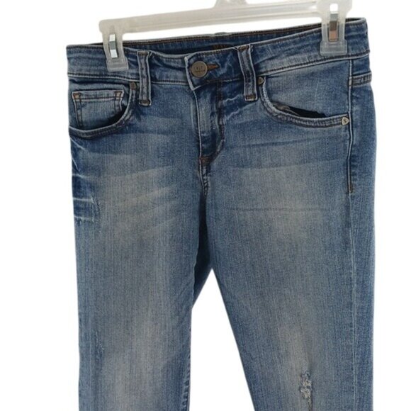 Kut from the Kloth Jeans Blue Denim Ankle Skinny Stretch Distressed Size 0 - Picture 3 of 7